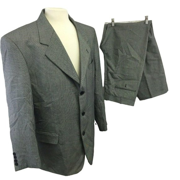 Alberto Celini Two Piece Suit Jacket Blazer Sports Coat Mens 42R Pants 36 Black - Picture 1 of 12